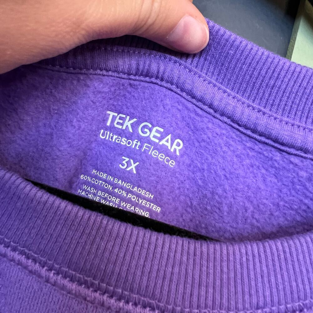 Tek Gear Solid Purple Crew Neck Pullover Sweatshi… - image 2